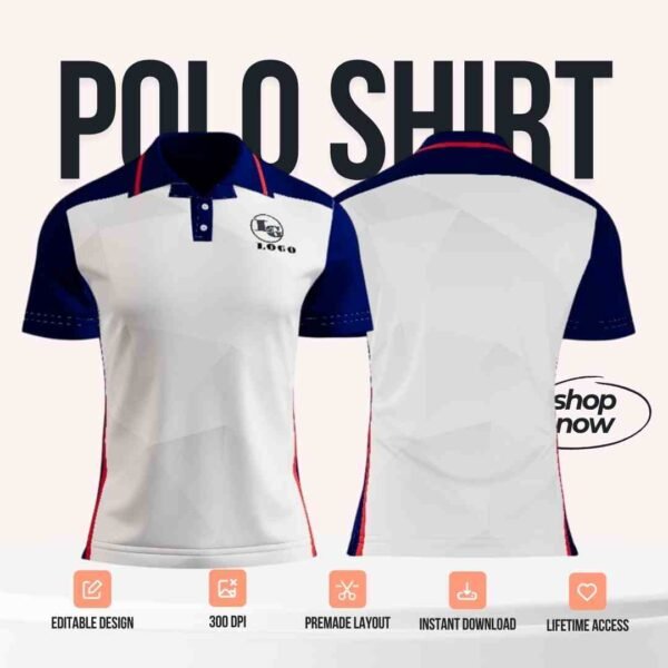White/Blue Polo Shirt Design