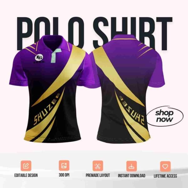 Violet/Yellow/Black Polo Shirt Design