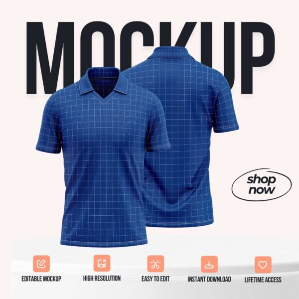 V-neck Polo Jersey PSD Mockup