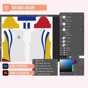 Blue/Yellow/White/Red Polo Shirt Design