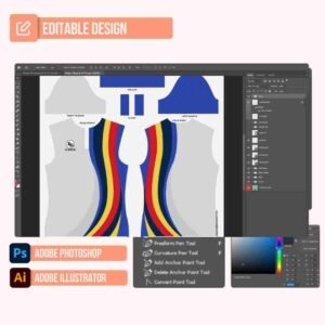 White/Blue/Yellow/Orange Polo Shirt Design