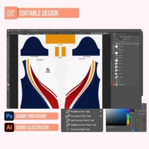 Blue/Red/Yellow/White Polo Shirt Design