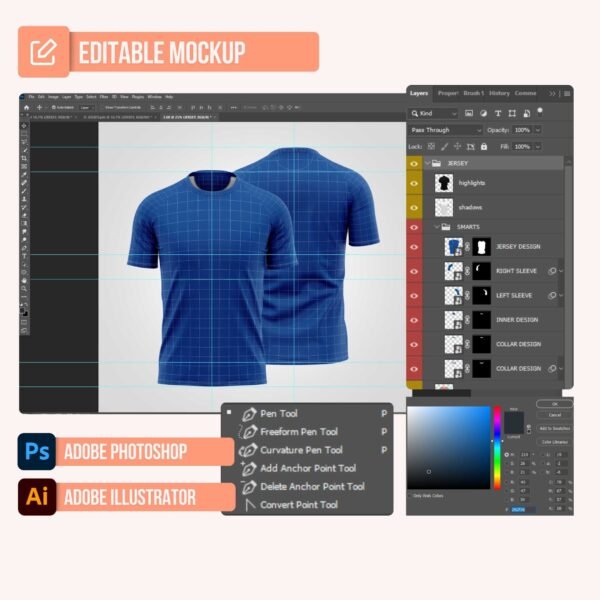 Round-Neck T-shirt PSD Mockup - Image 2
