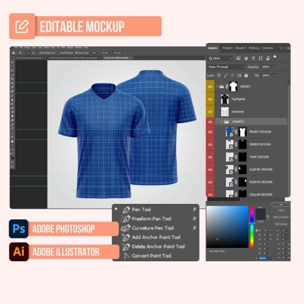 T-shirt V-neck Jersey V2 PSD Mockup - Image 2
