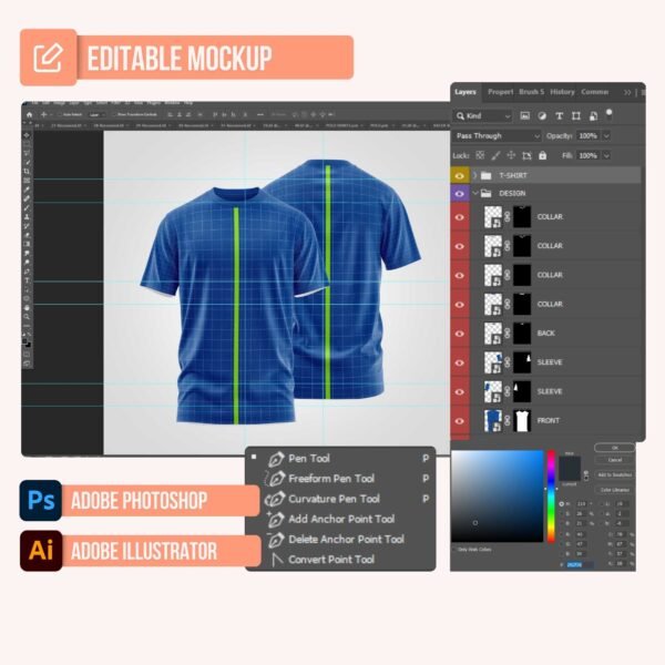 Round neck T-shirt V2 PSD Mockup - Image 2