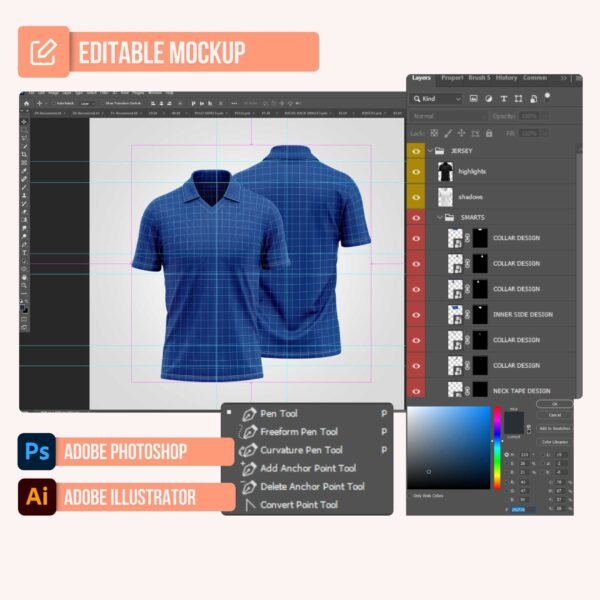 V-neck Polo Jersey PSD Mockup - Image 2