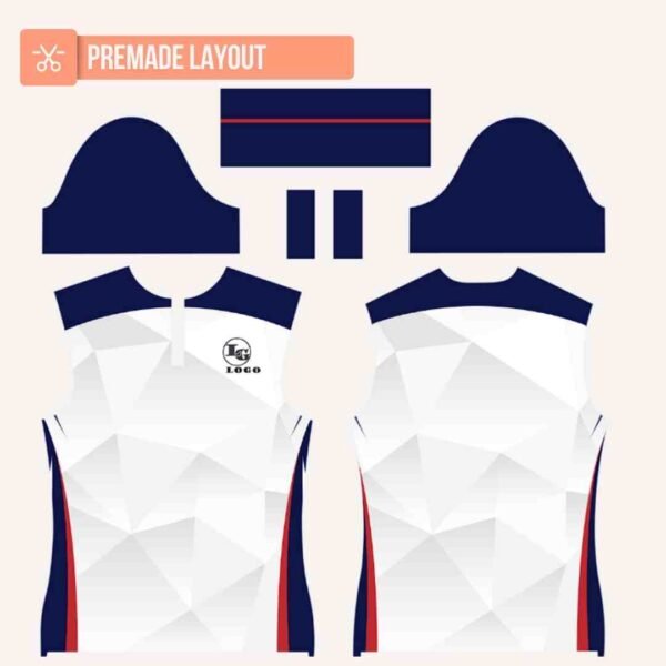 White/Blue Polo Shirt Design - Image 3