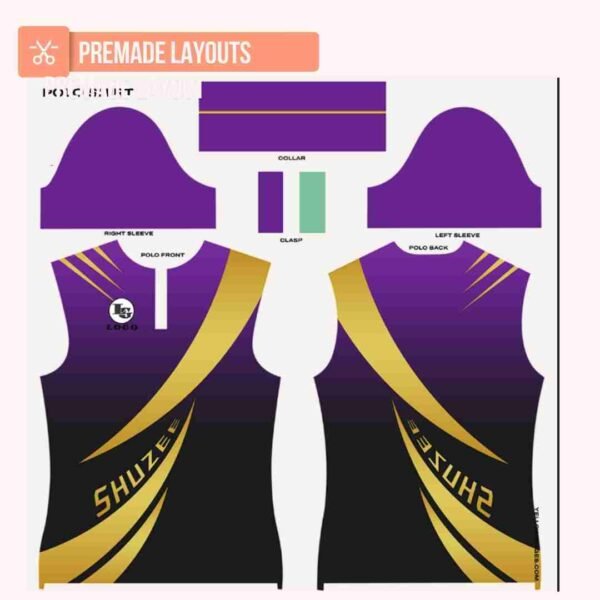 Violet/Yellow/Black Polo Shirt Design - Image 3