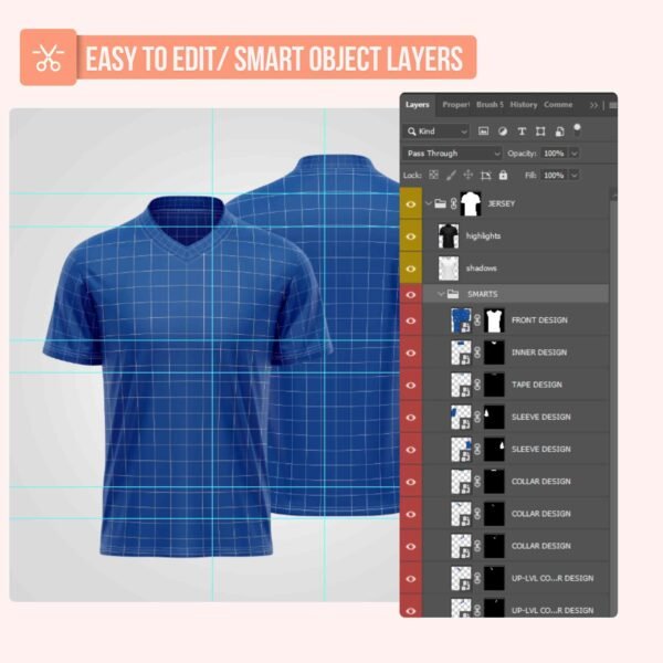 T-shirt V-neck Jersey V2 PSD Mockup - Image 3