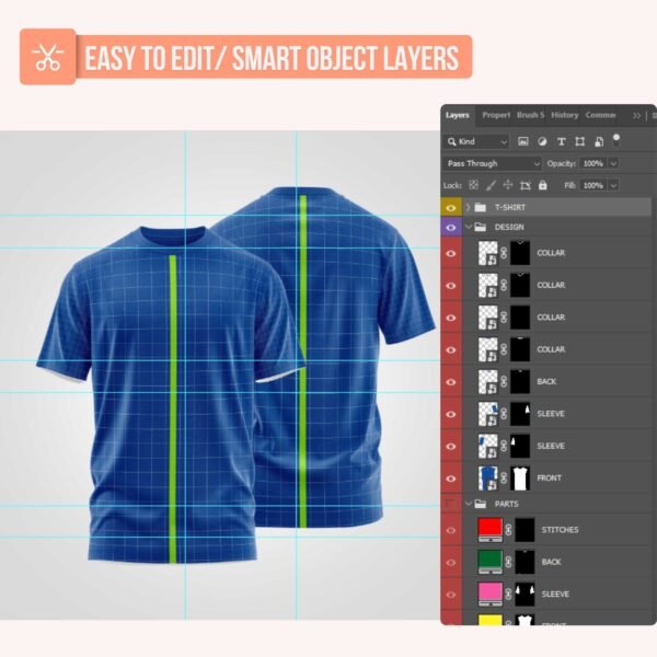 Round neck T-shirt V2 PSD Mockup - Image 3
