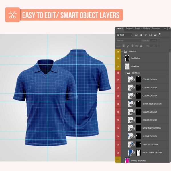 V-neck Polo Jersey PSD Mockup - Image 3
