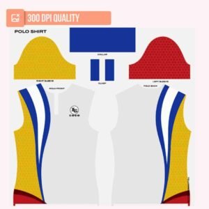 Blue/Yellow/White/Red Polo Shirt Design