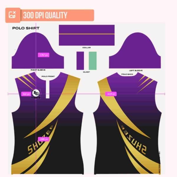 Violet/Yellow/Black Polo Shirt Design - Image 4
