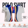 White/Blue/Yellow/Orange Polo Shirt Design